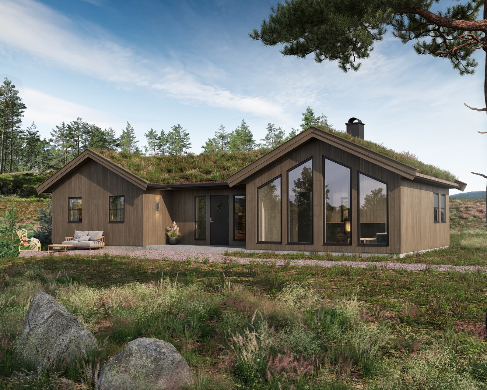 3 D tegning av hytta, lys kledning Galleribilde