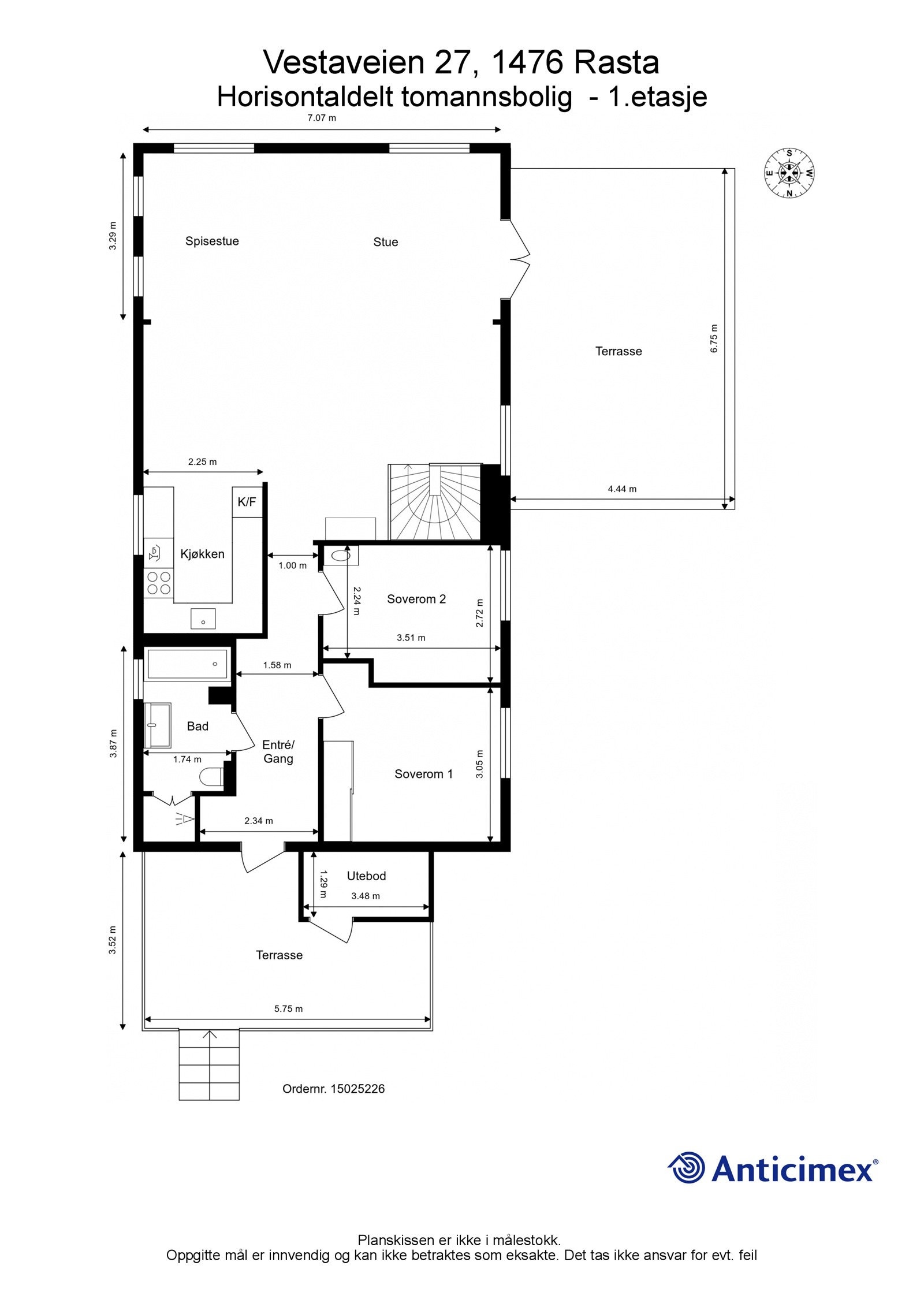 Plantegning 1. etasje. Boligen byr på en praktisk og familievennlig planløsning. Galleribilde