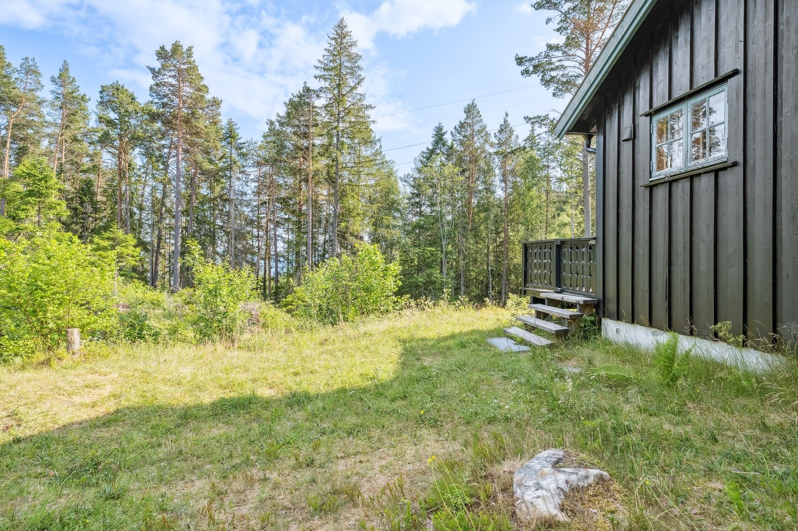 Tomten er en flott naturtomt med gressplen og naturlig beplantning. Galleribilde