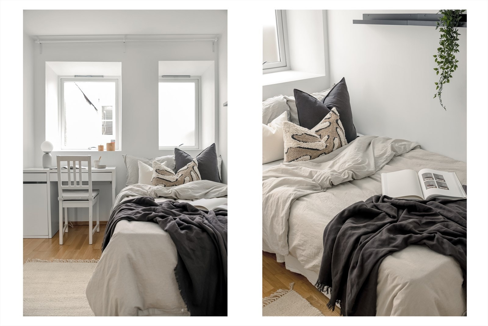 Store, dype vinduer som gjør at rommet oppleves svært luftig! Rommet vender ut mot stille og lukket bakgård. Galleribilde