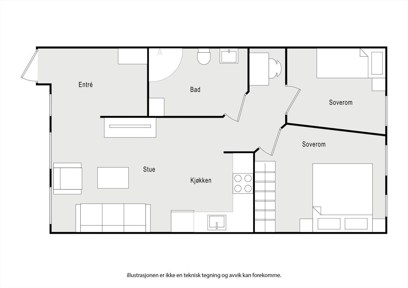 Arealeffektiv og funksjonell planløsning. Galleribilde