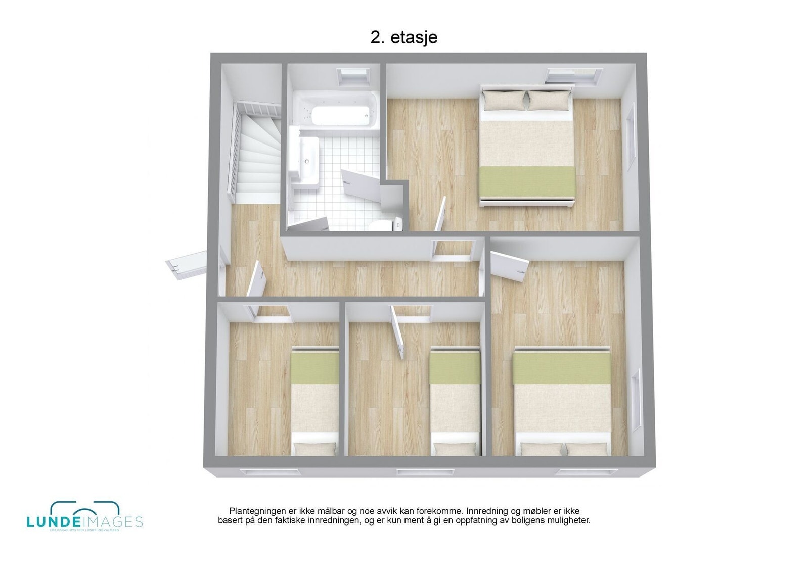 Plantegning 2. etasje 3D - ikke målbar Galleribilde