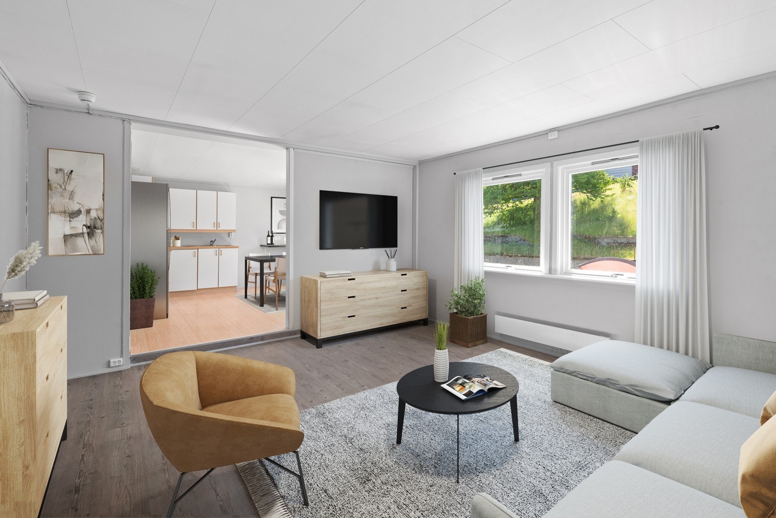 Sentral selveierleilighet med 2 soverom og egen uteplass. (Alle innvendige bilder er digitalt møblert) Galleribilde
