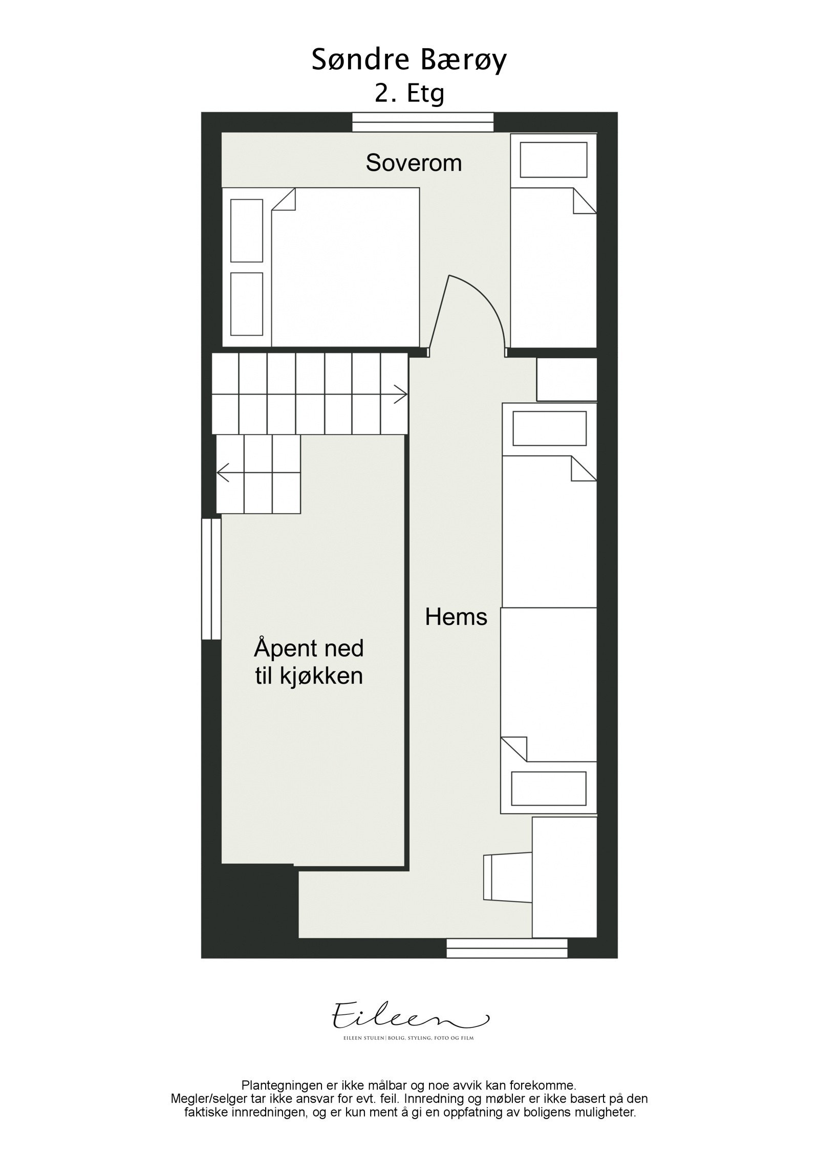 Plantegning hytte 1 andre etasje Galleribilde