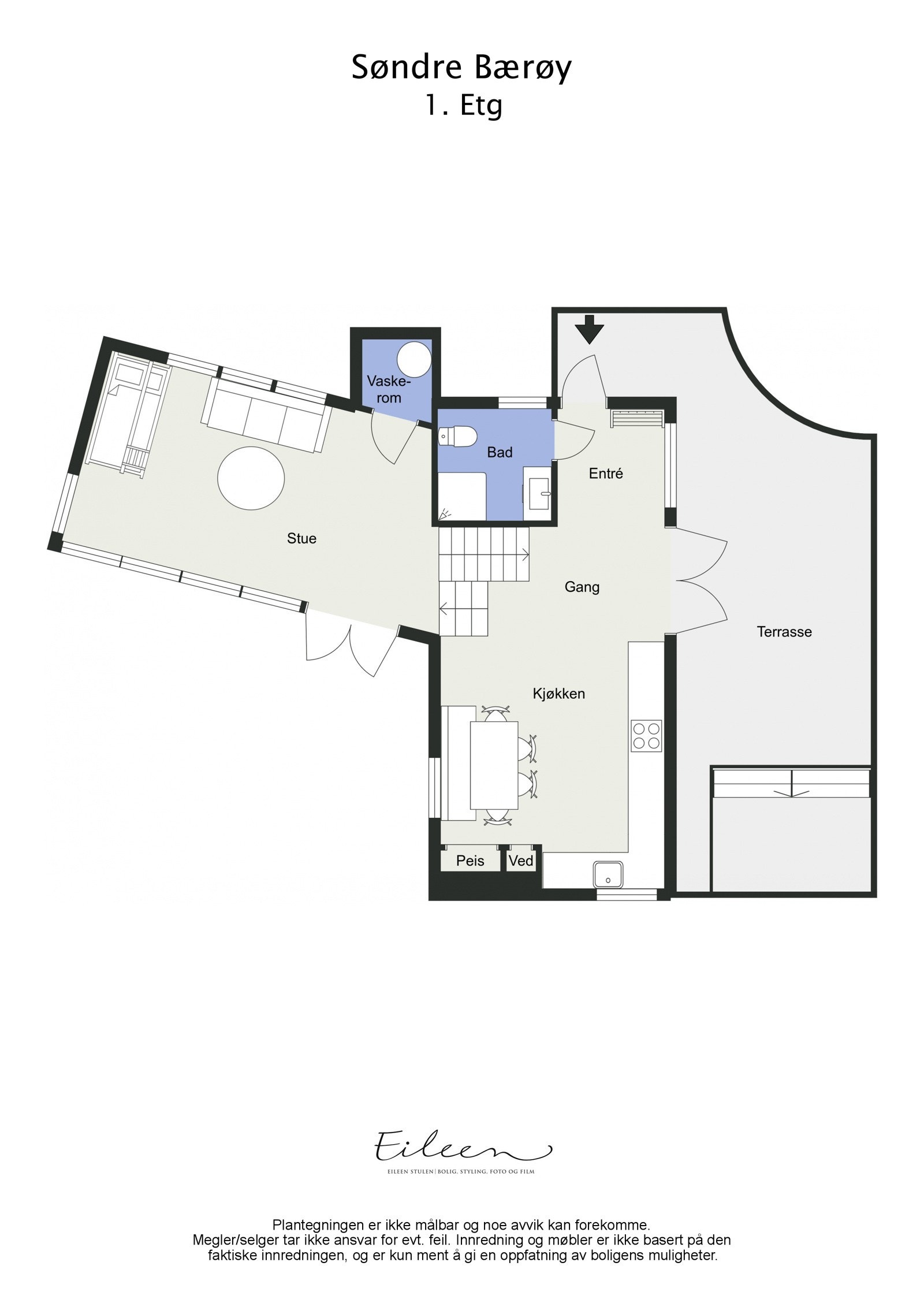 Plantegning Hytte 1, 1. etasje Galleribilde