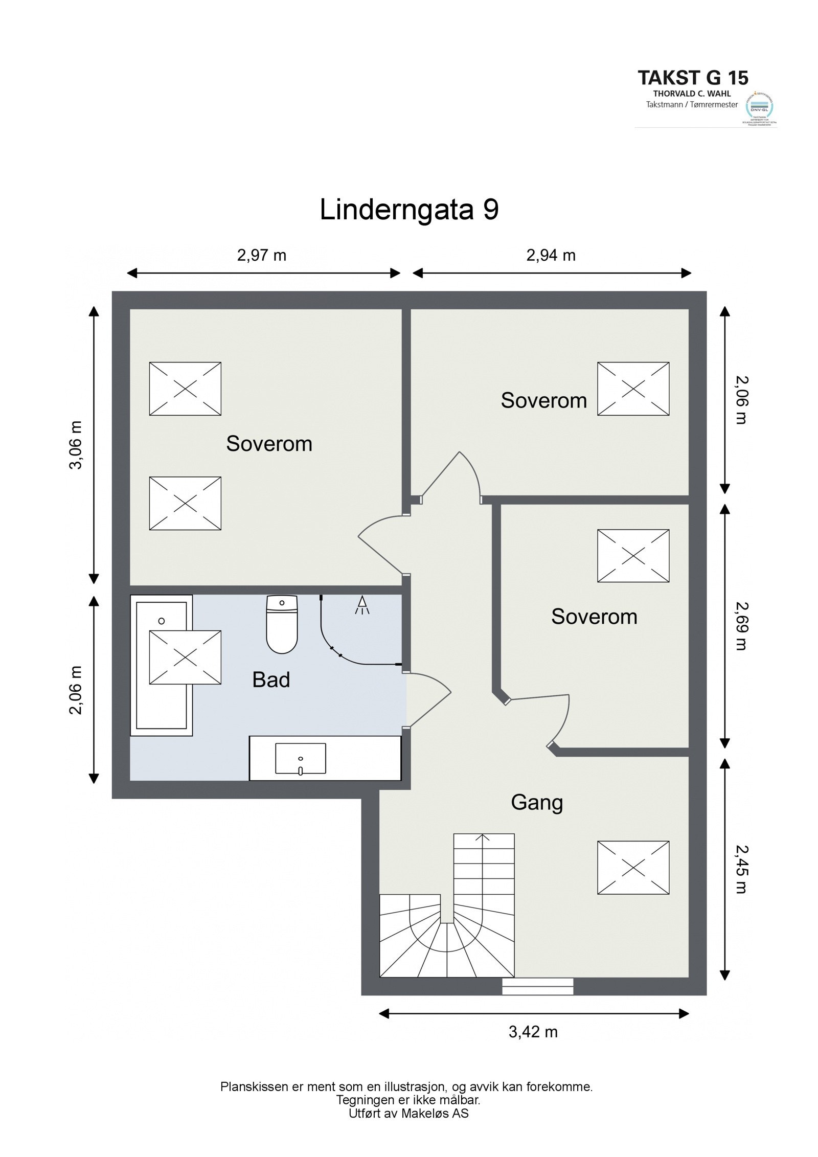 Linderngata 9 - Loft - 2D Floor Plan Galleribilde
