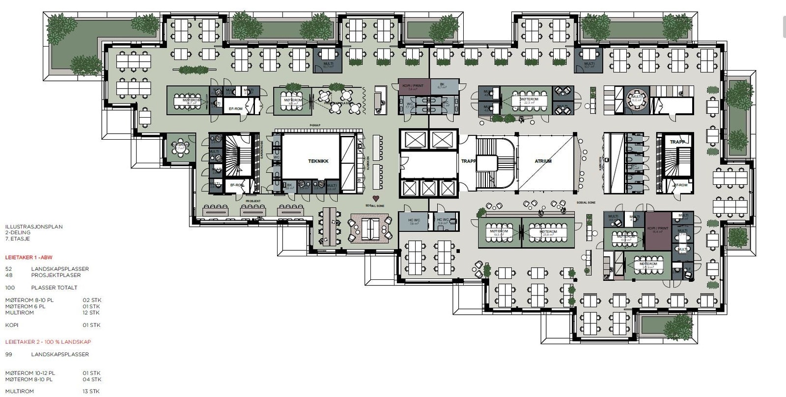 Plantegning 7 etg. 2 brukere Galleribilde