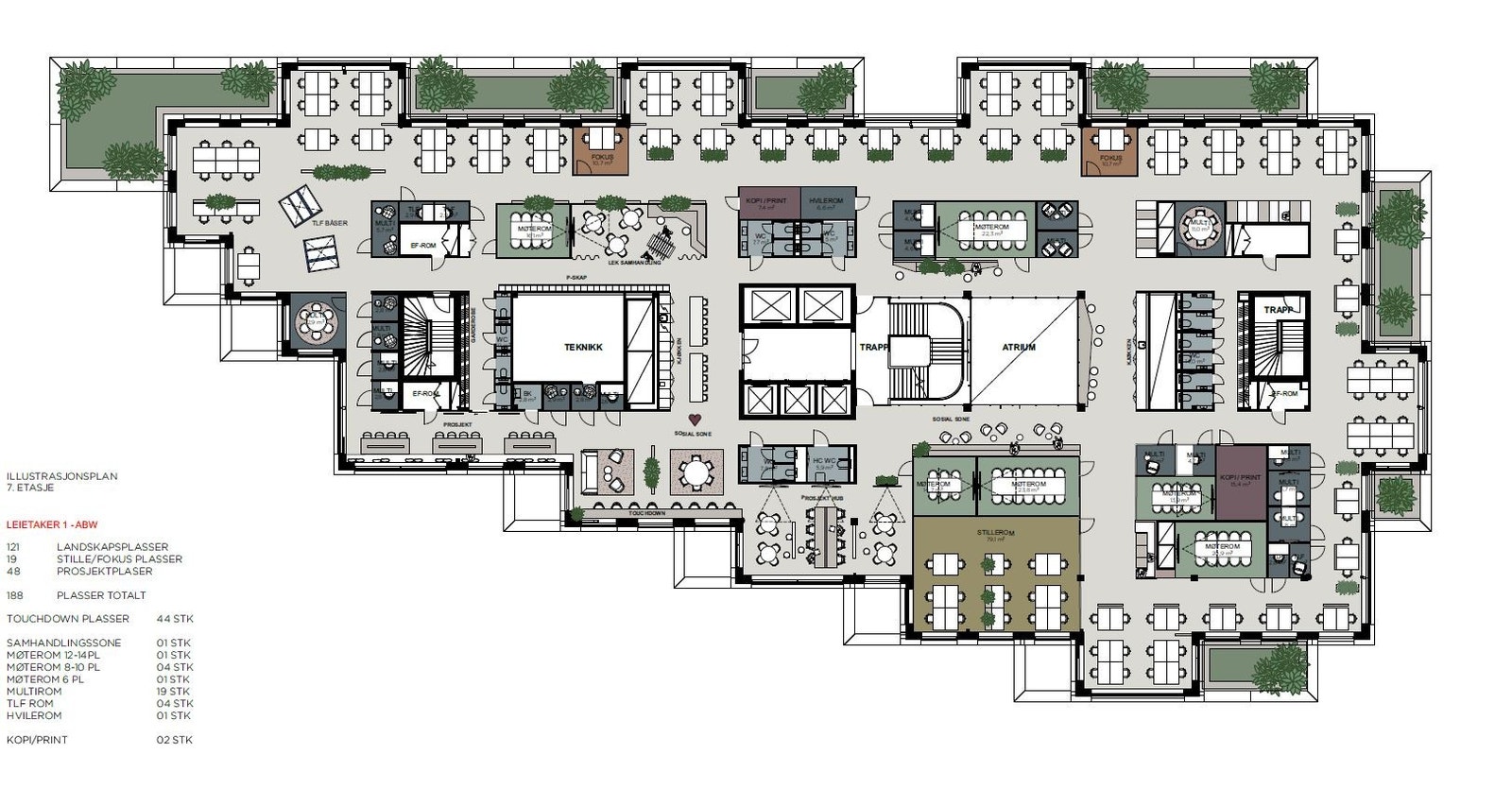 Plantegning 7 etg. 1 bruker Galleribilde