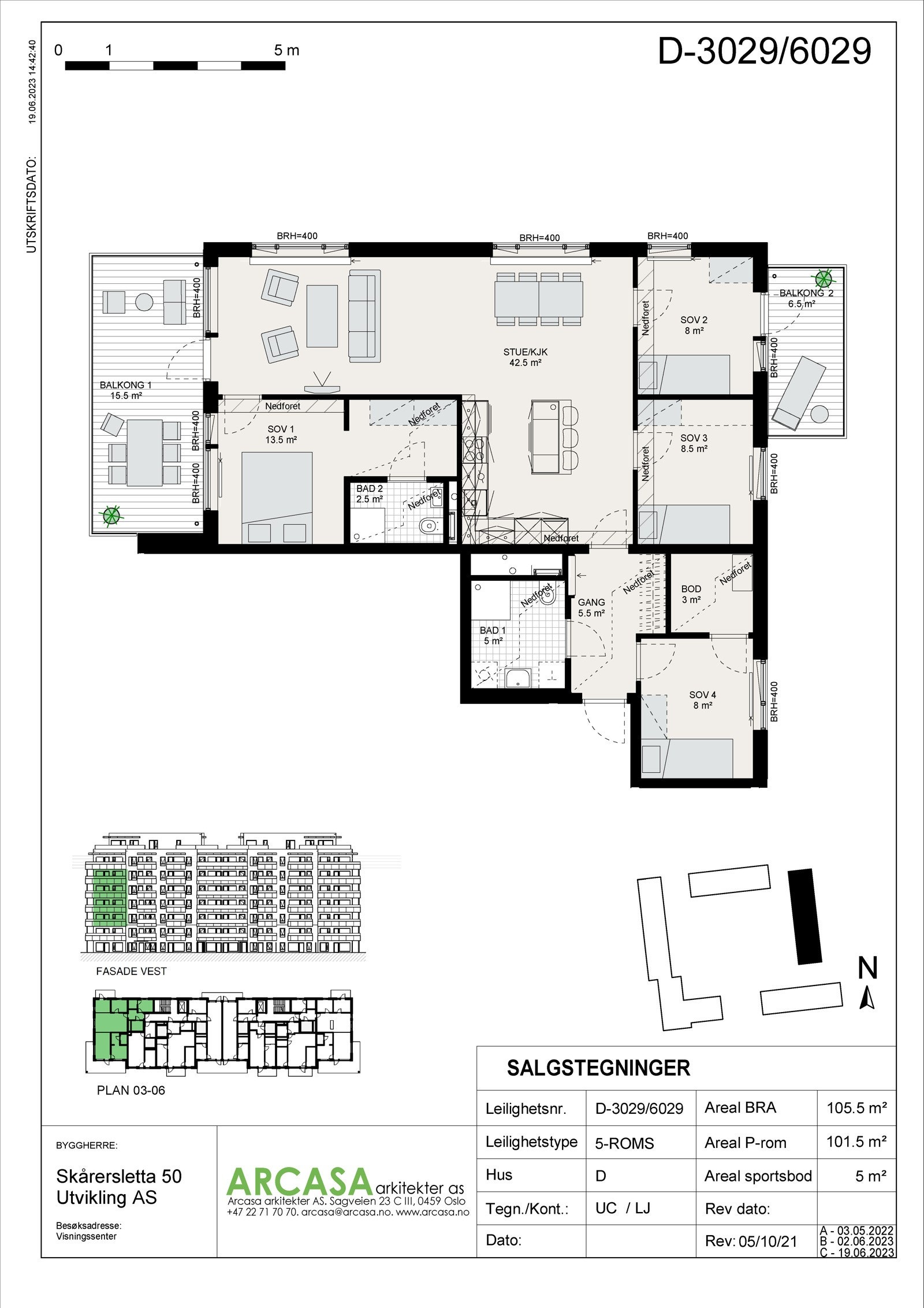 Salgtegning 5-roms med flott planløsning Galleribilde