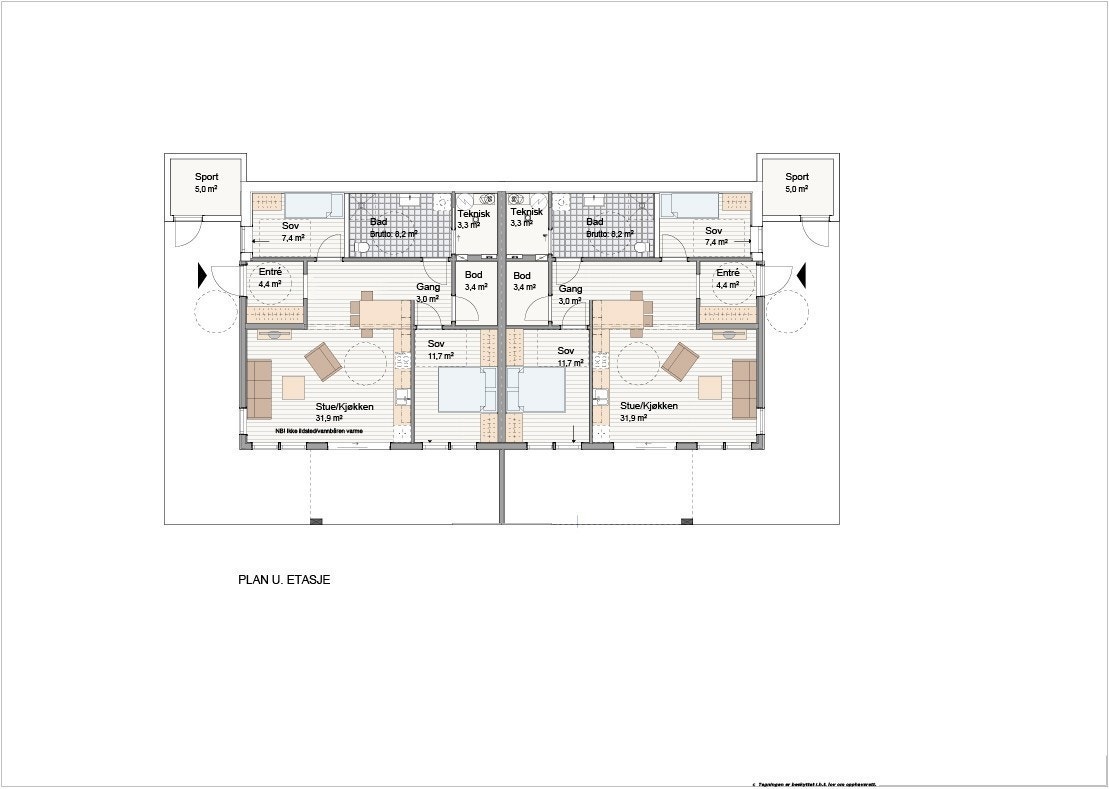 Planteikning. Bustad 11A er til venstre Galleribilde