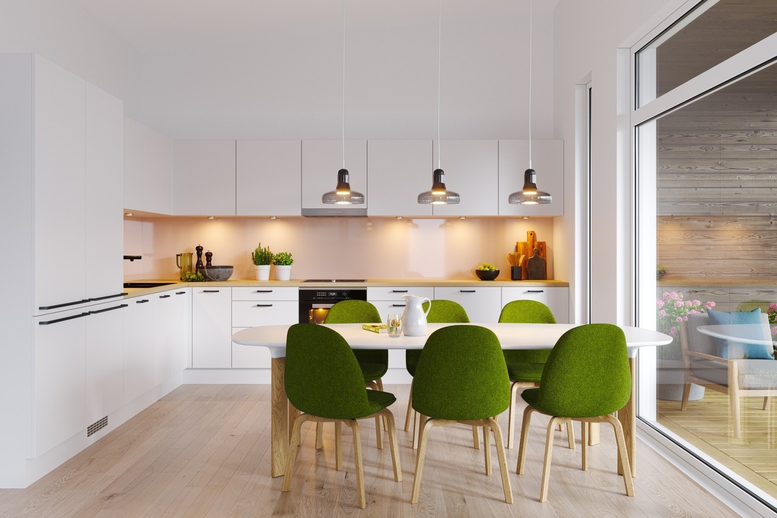 Illustrasjon av kjøkenet i firemannsbustaden Galleribilde