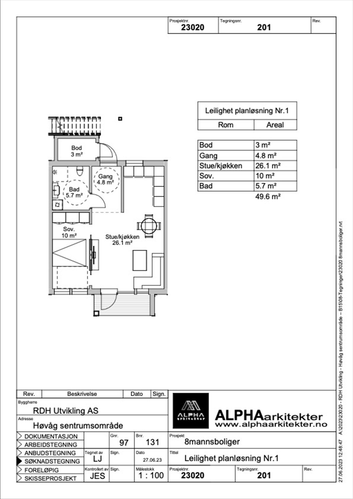 Leilighet planløsning NR1. Galleribilde
