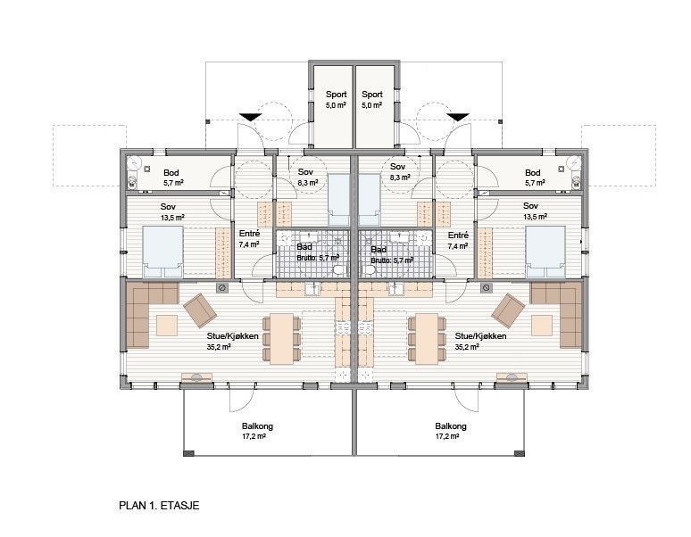 Planteikning. Bustad 10B er til høgre Galleribilde