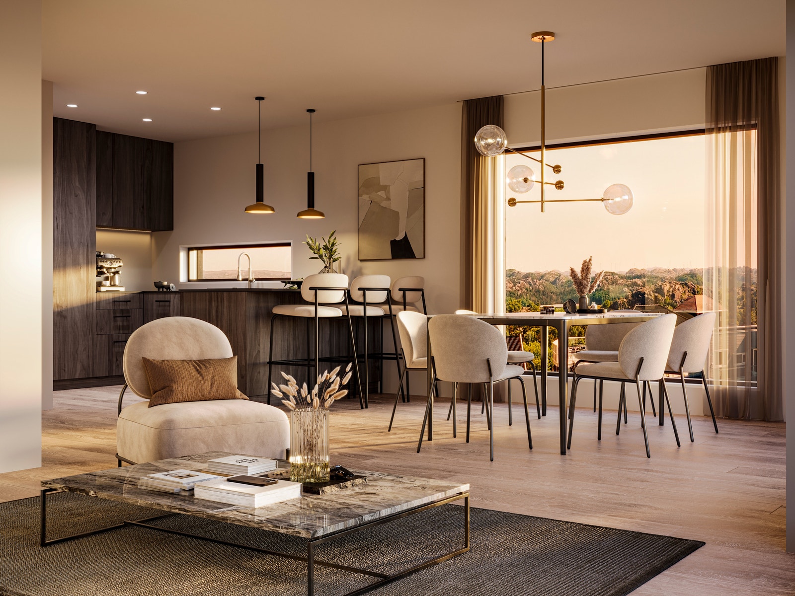 Romslig stue og kjøkken med utgang til terrasse og hage Galleribilde