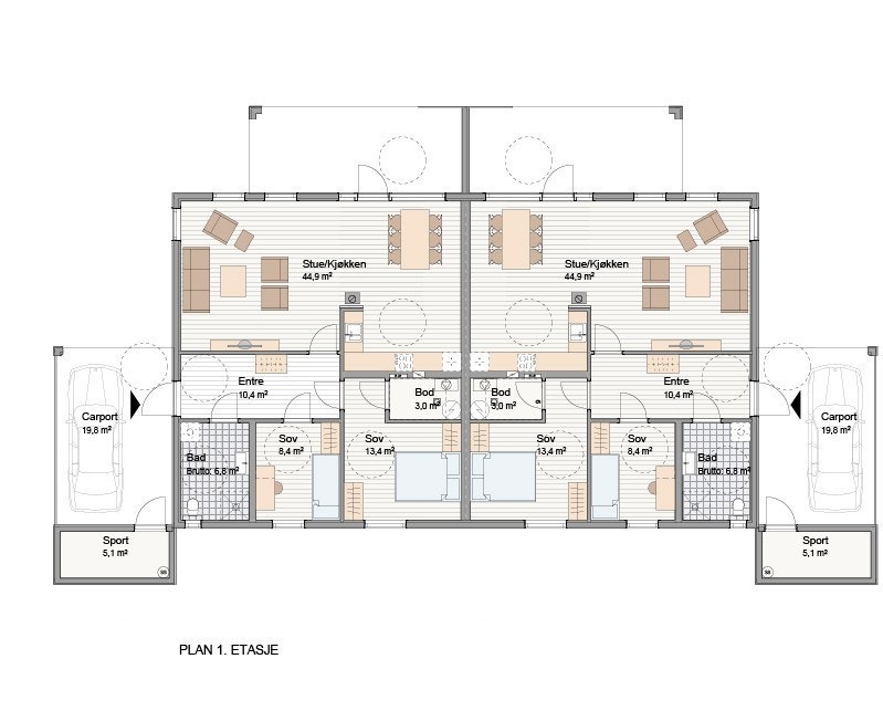 Planteikning. Bustad 17 er til høgre Galleribilde