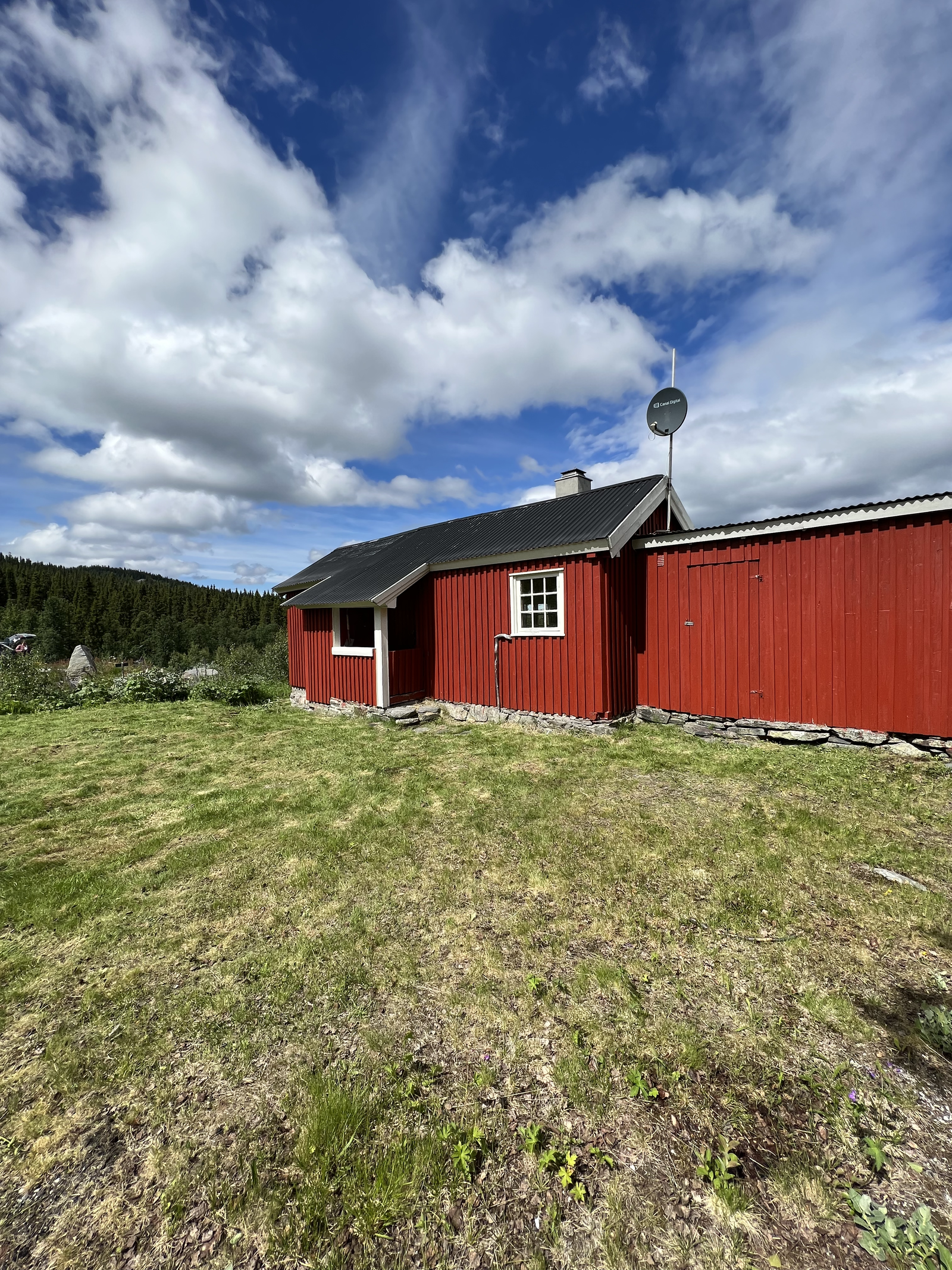 Fasade og uteområde, stort plant område med god plass til å bygge seg en platting Galleribilde