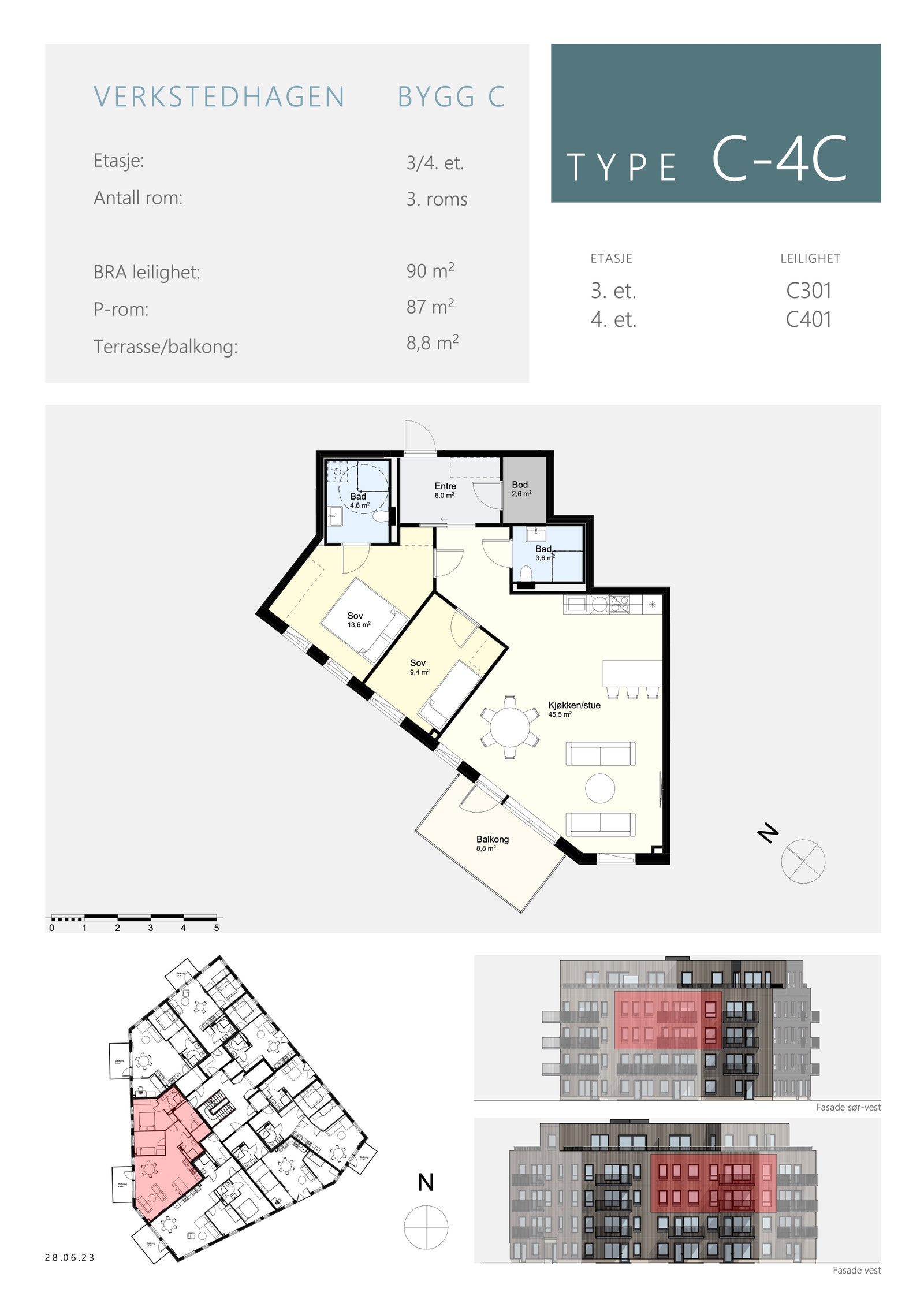 Stor vestvendt 3-roms på 90 m2 - Egen masteravdeling - inkl. p-plass Galleribilde
