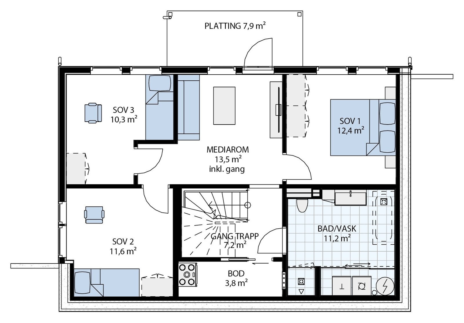 Plantegning: 1. etasje Galleribilde