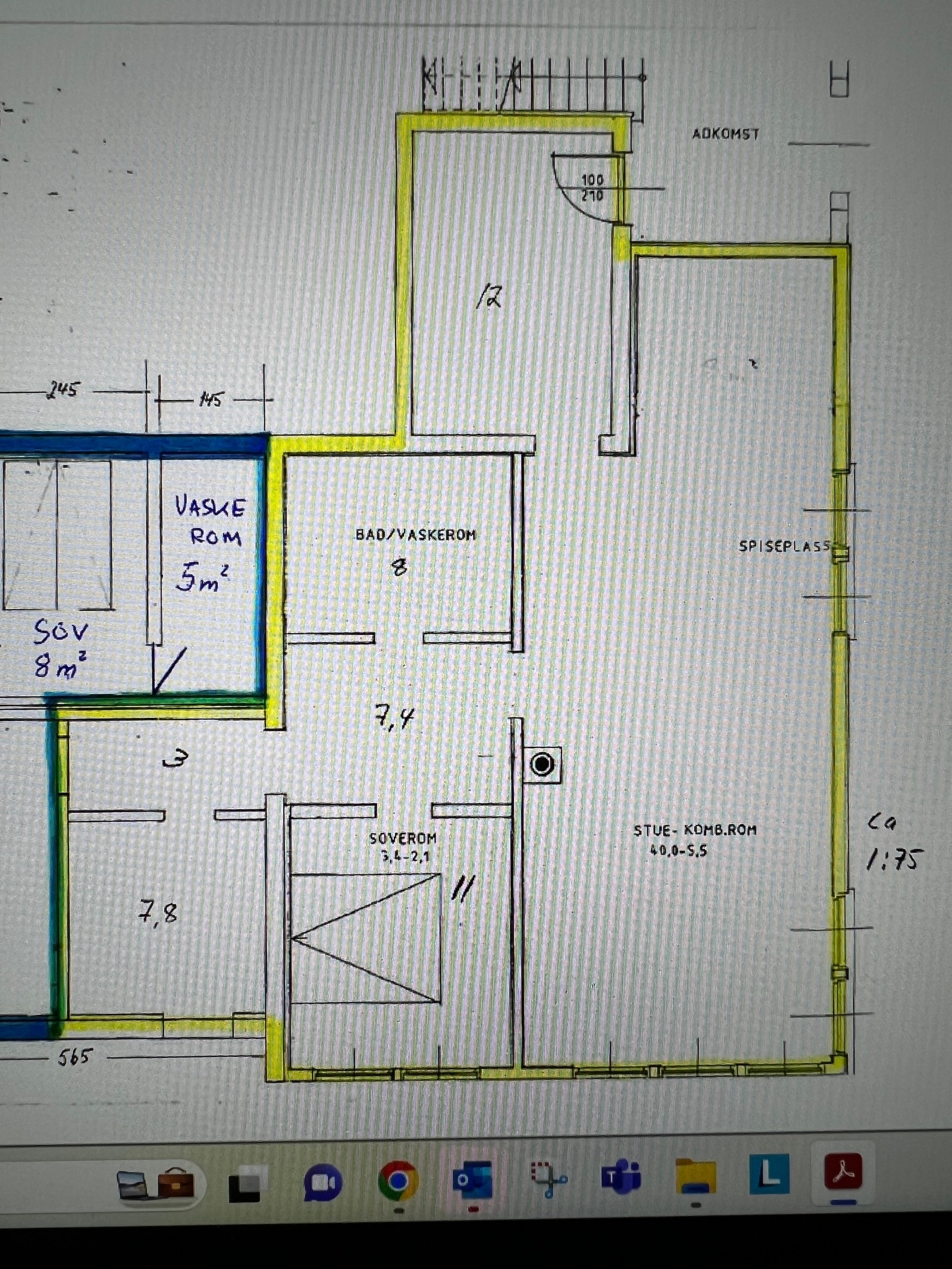 Plantegning Gul del Galleribilde