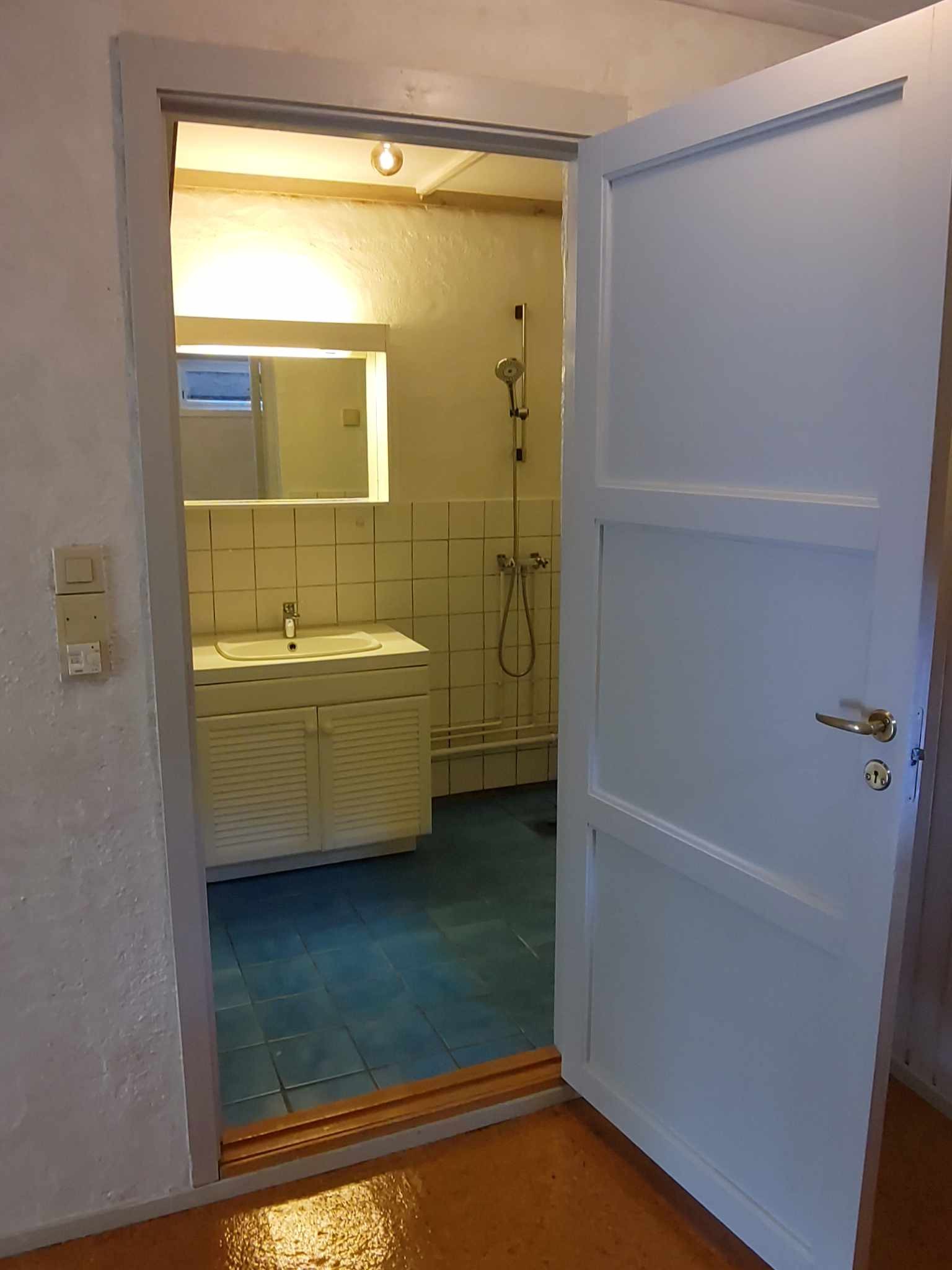 Bad/toalett med opplegg for vaskemaskin Galleribilde