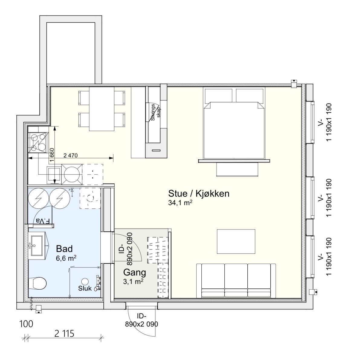 plantegning/ bod v/ kjøkken Galleribilde