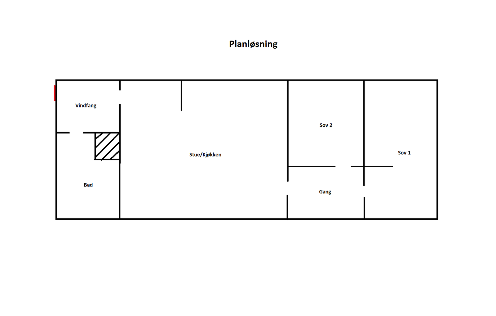 Dette er en ca. tegning, ikke nøyaktig representativ av rommene. Galleribilde