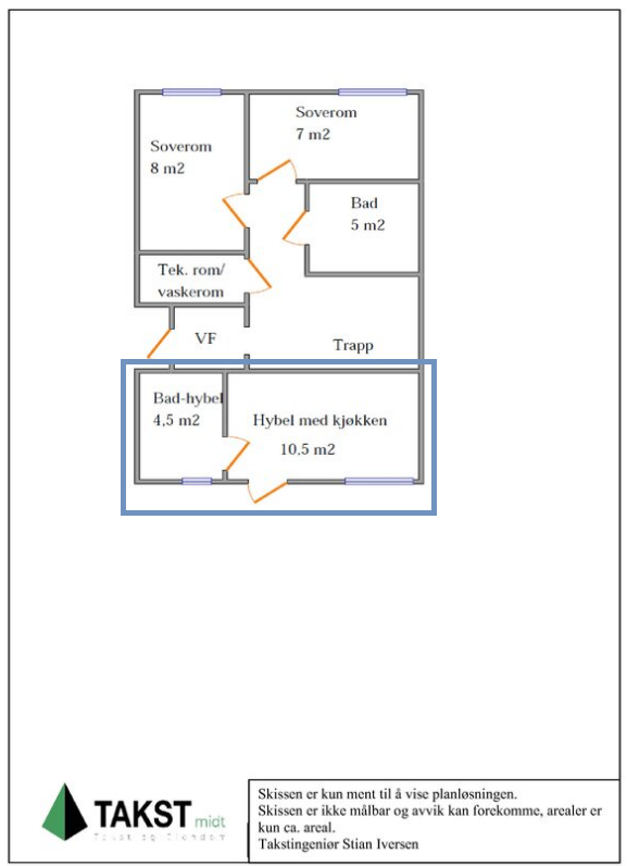 Egen inngang til hybeldel adskilt fra hoveddel, godt isolert etter nyere byggestandard. Galleribilde