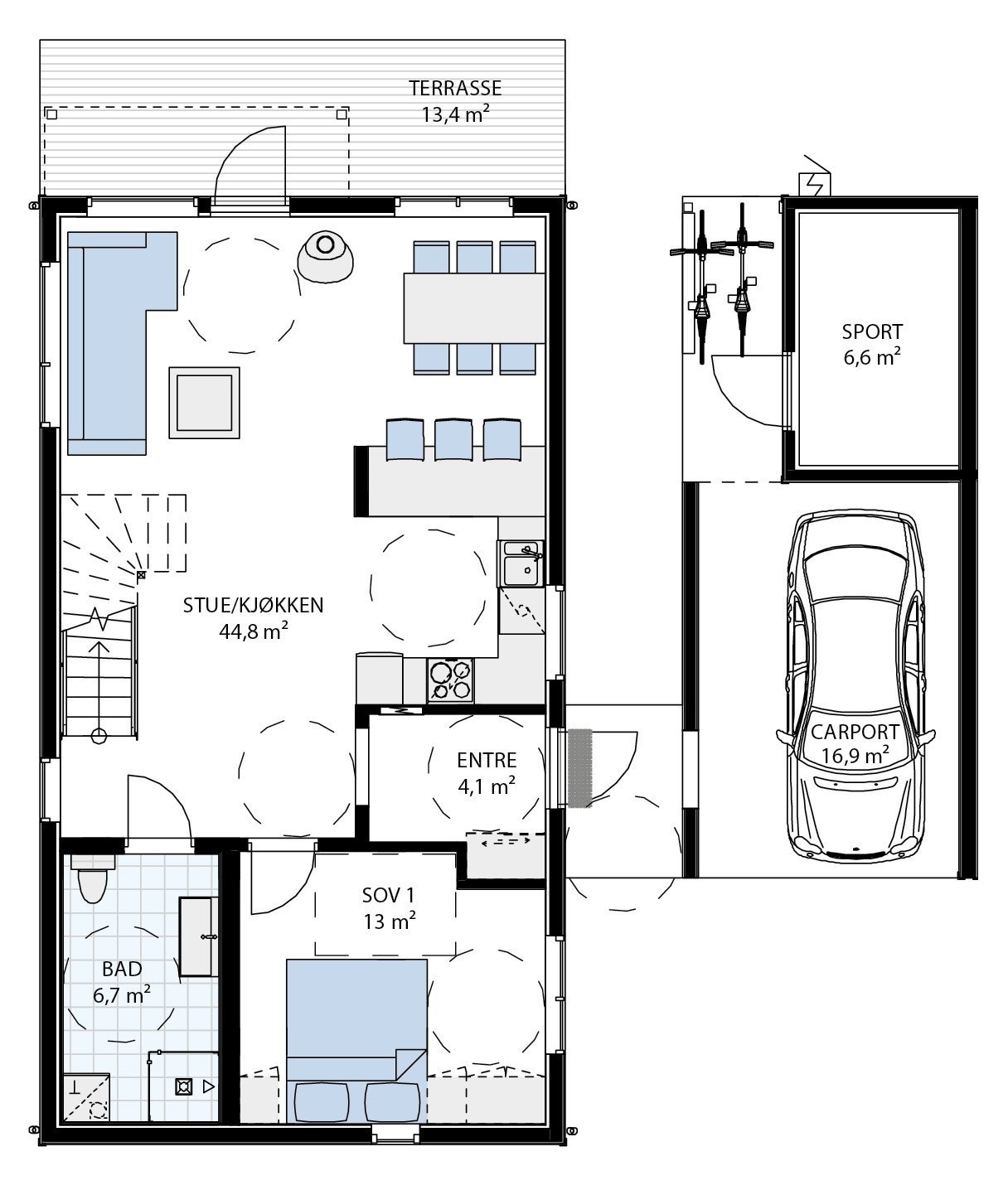 Plantegning 1.etg Galleribilde