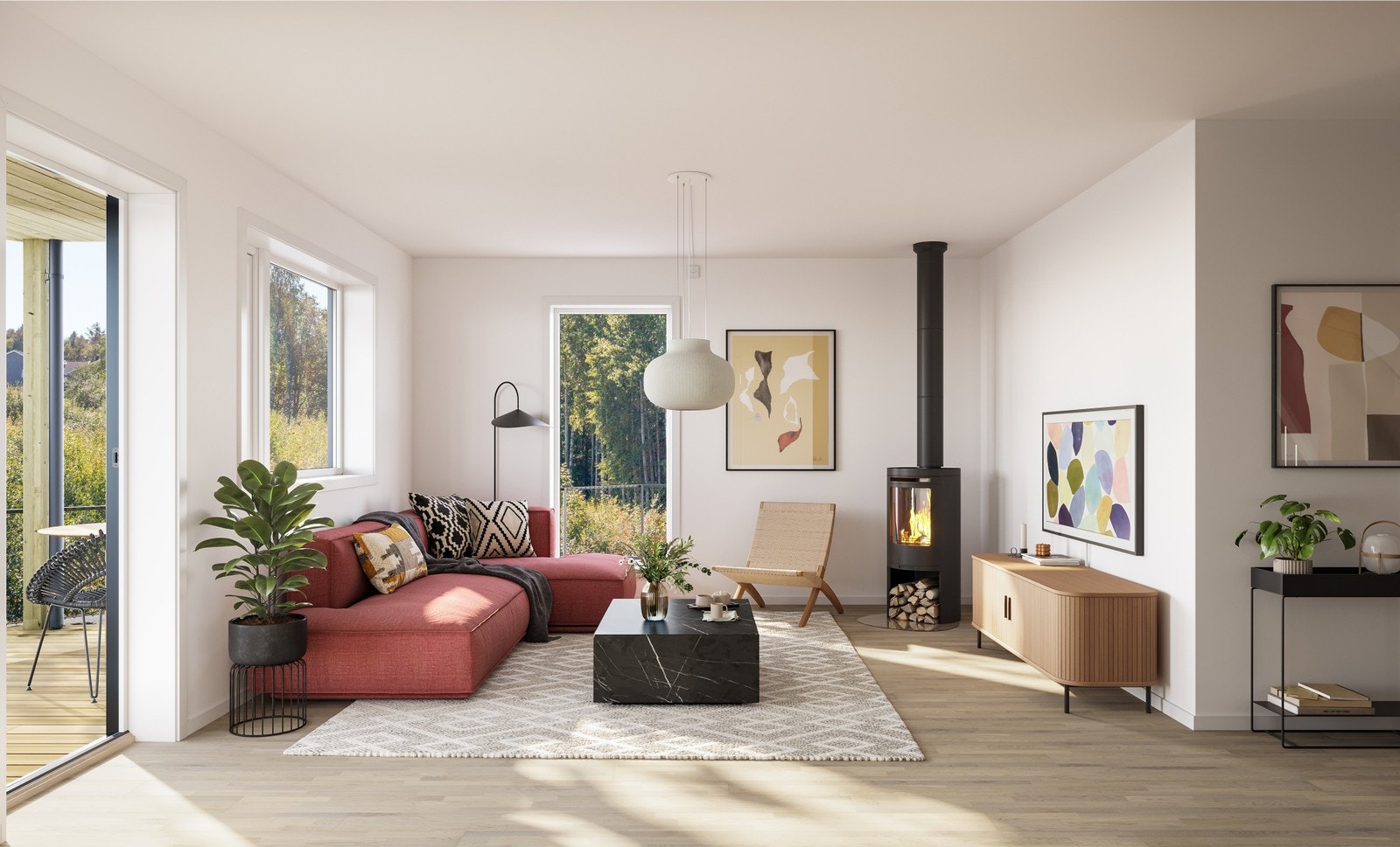 Hus 8 og 10 - stue med utgang til hage Galleribilde