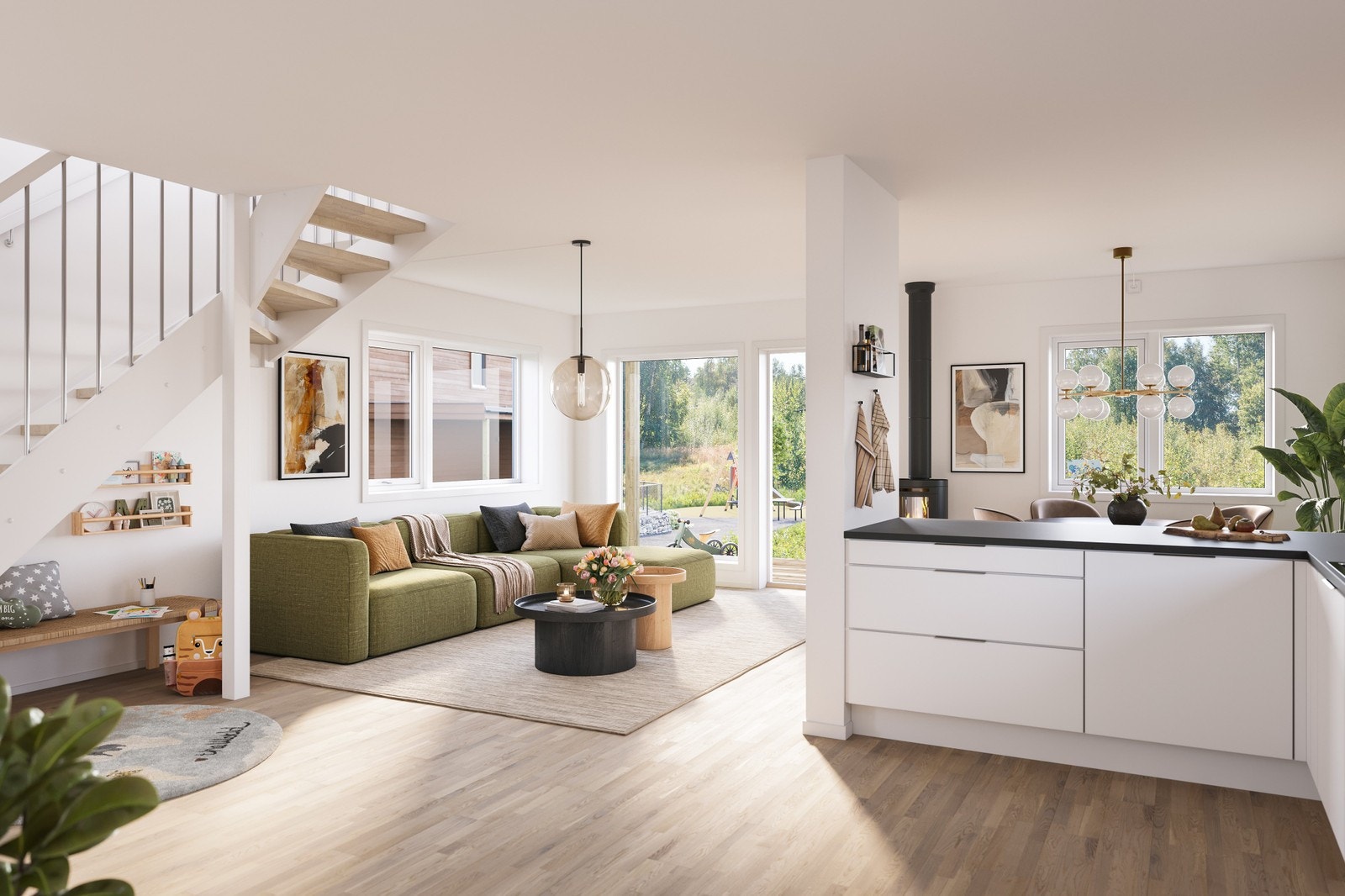 Hus 11 og 12 - Romslig og åpen stue- og kjøkkenløsning Galleribilde