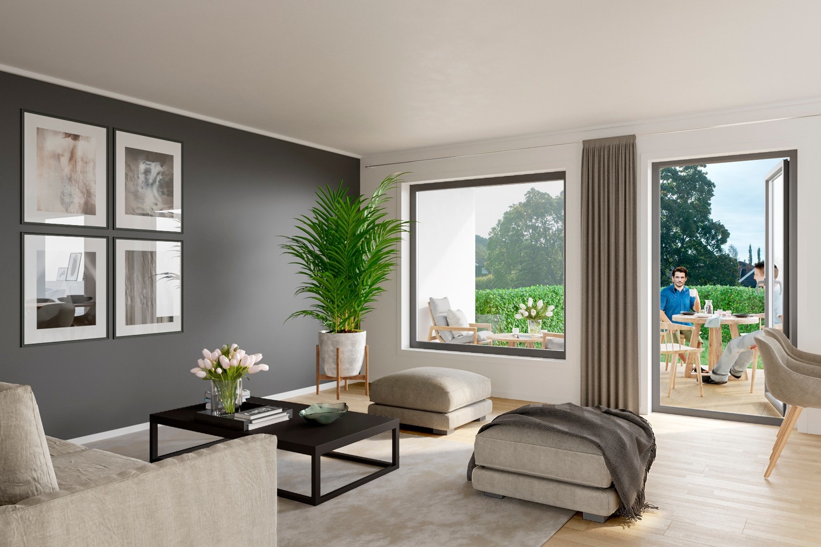 Stue med utgang til balkong Galleribilde