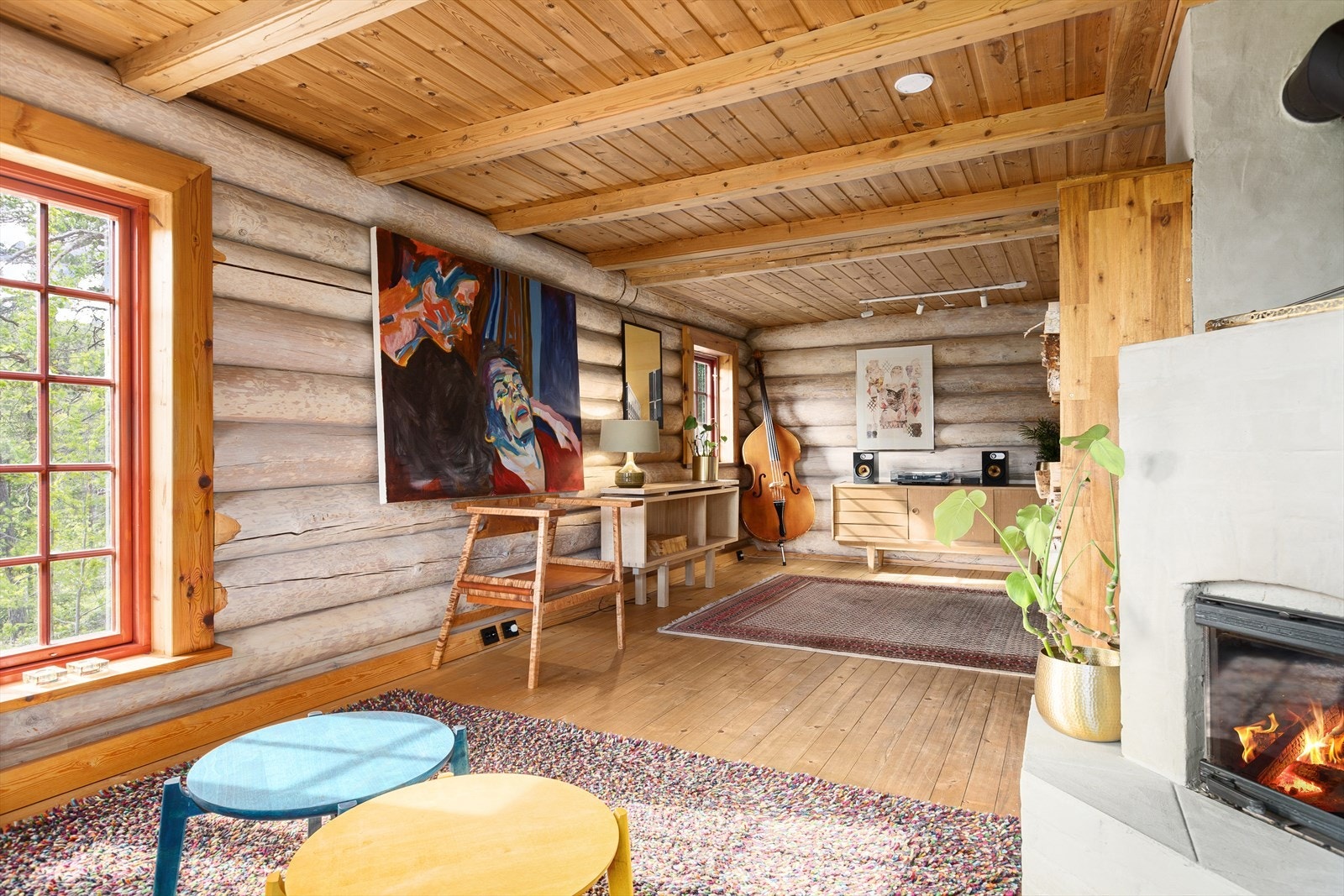 Stue med peis Galleribilde