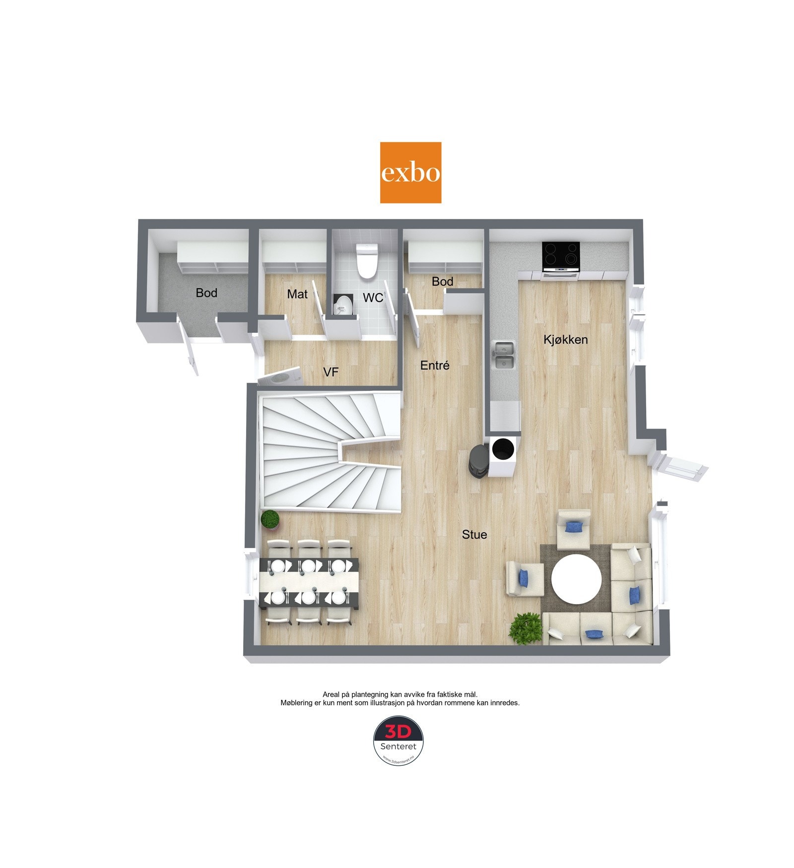 Rosfjordsveien 37B - Planskisse 1 - 3D Floor Plan red Galleribilde