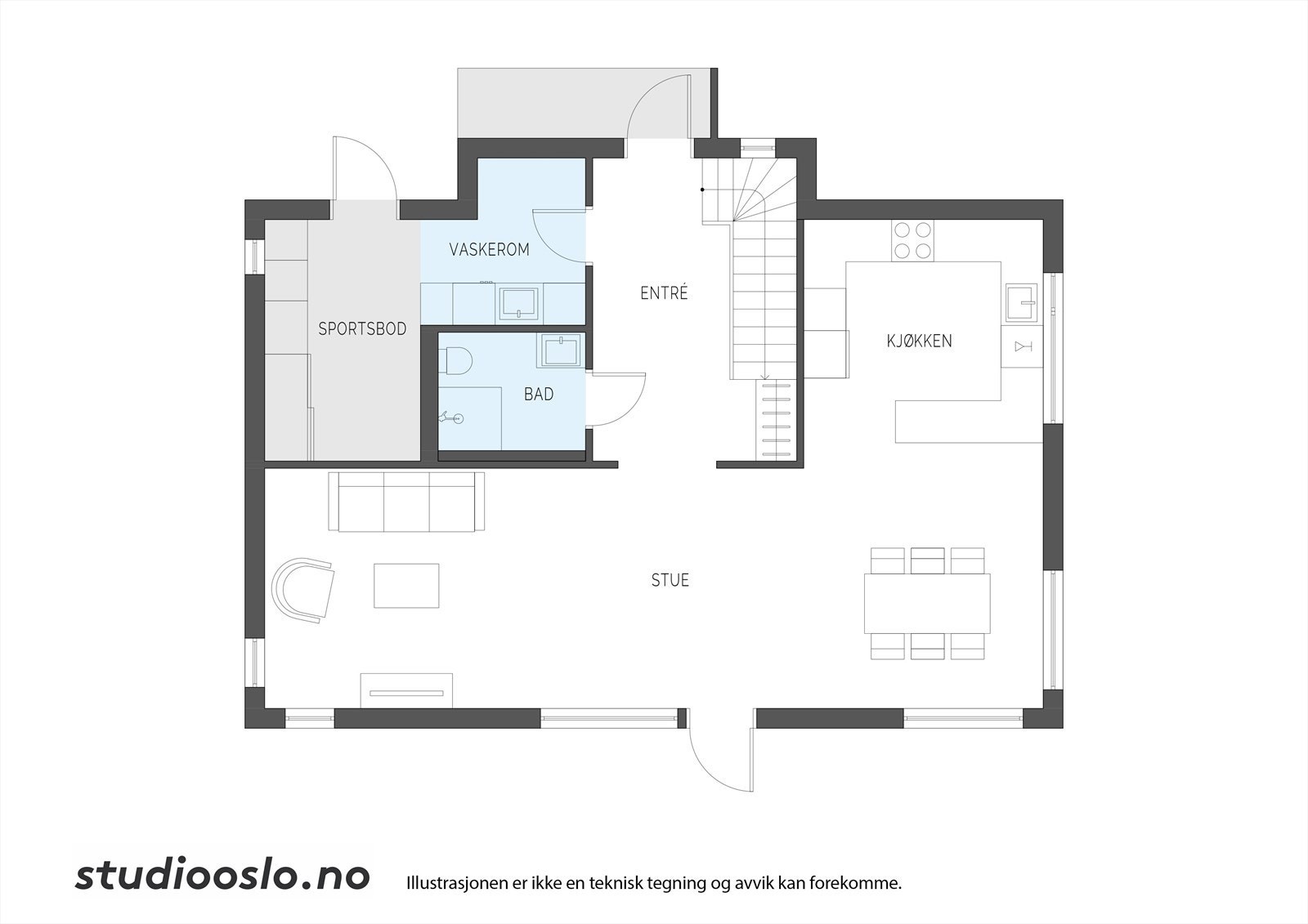 Planløsning 1 etasje Galleribilde