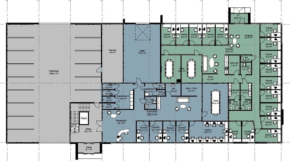 Planløsning 1. etg. Galleribilde