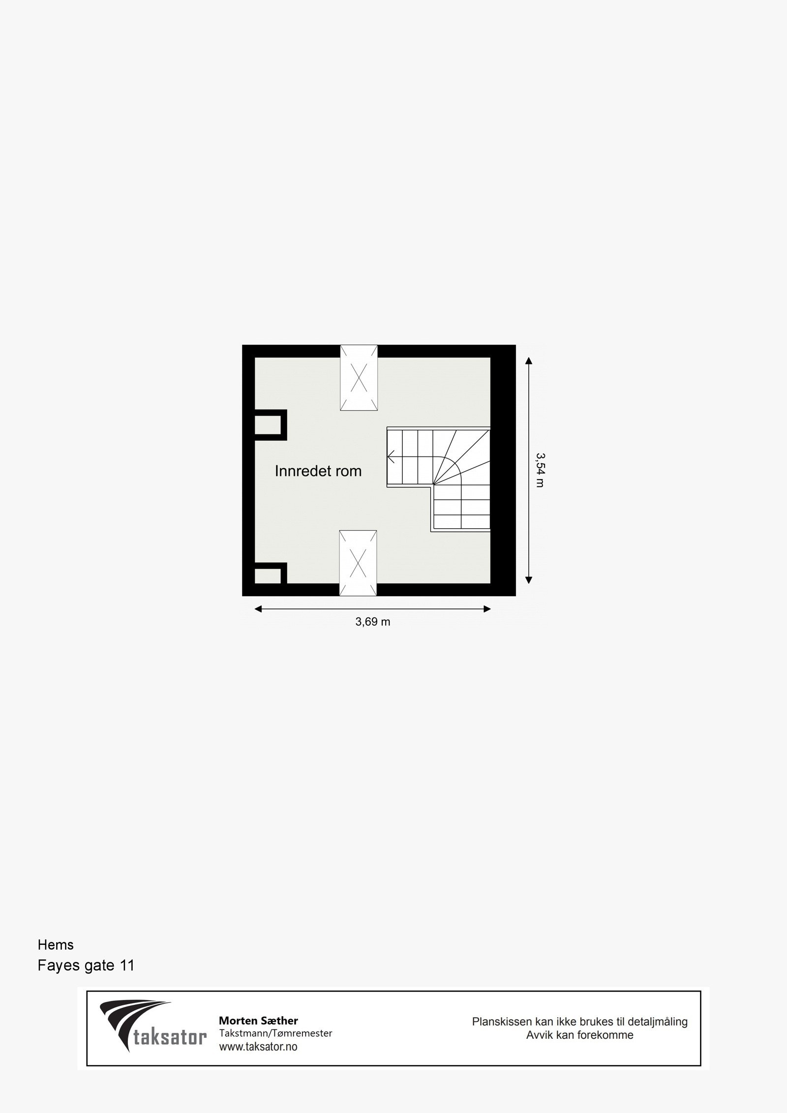 Plantegning over plan 3 - hems. Galleribilde