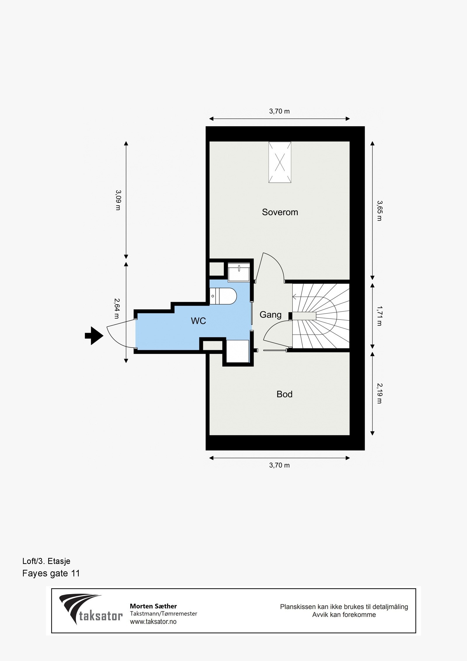 Plantegning over plan 2 - loftetasje. Galleribilde