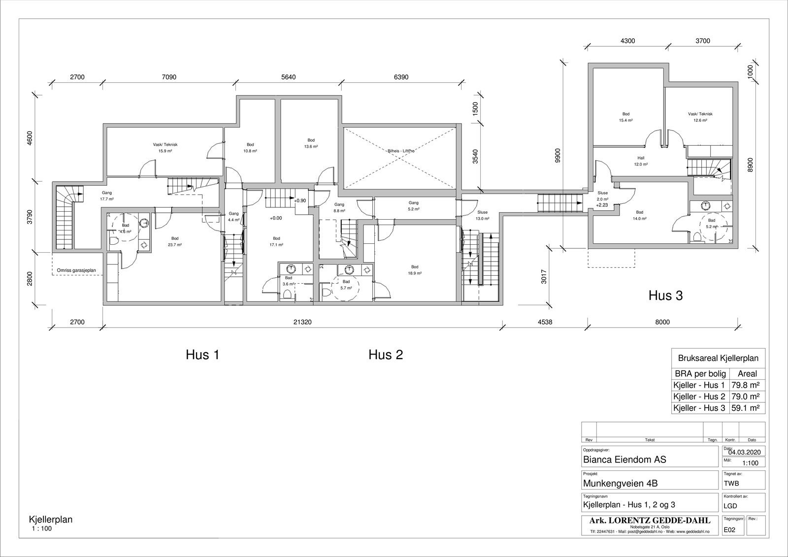 Kjellerplan hus 1, 2 og 3 Galleribilde