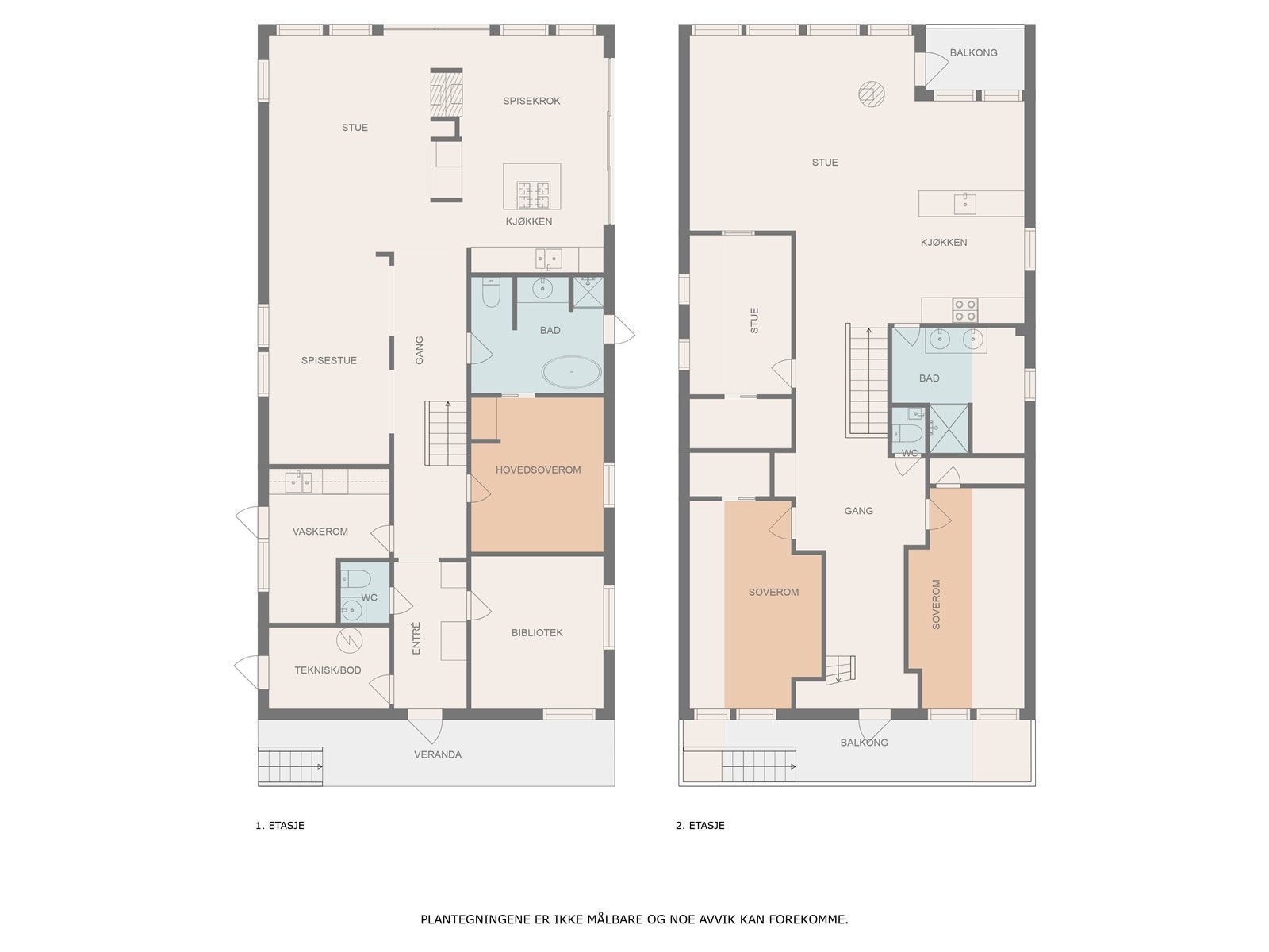 Plantegning begge etasjer. Galleribilde