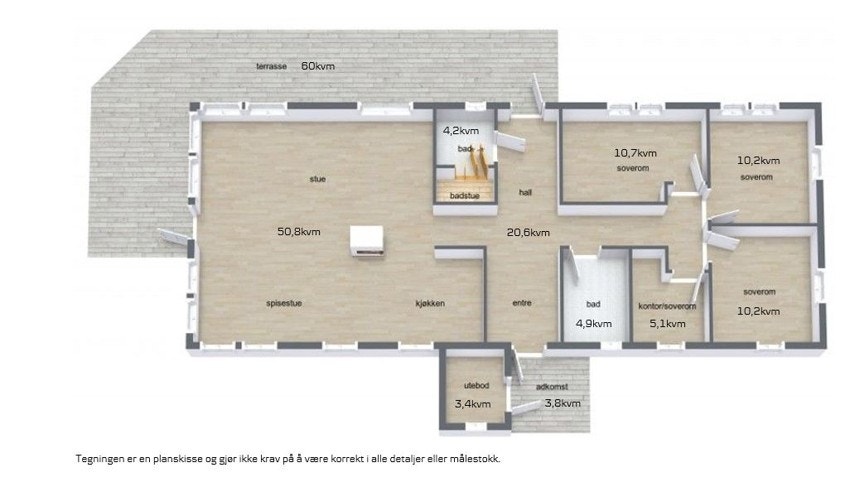 Plantegning med areal Galleribilde