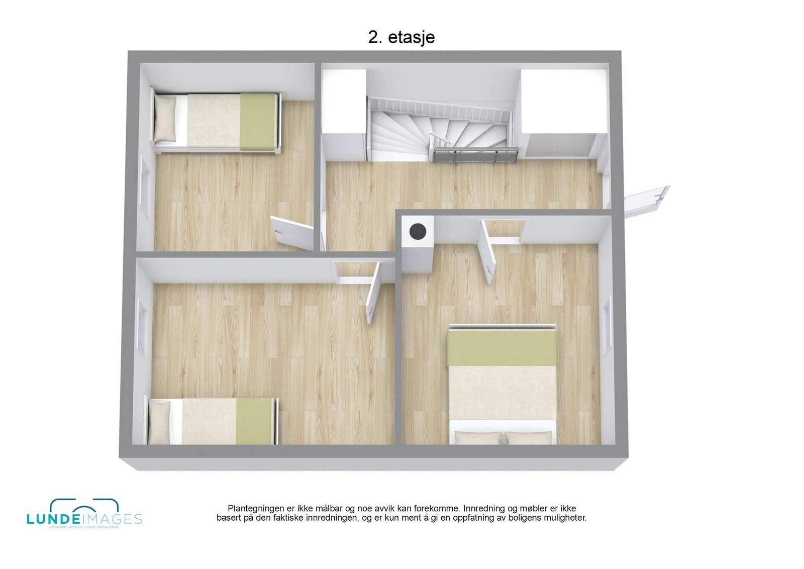 Plantegning 2. etasje/loft 3D - ikke målbar Galleribilde