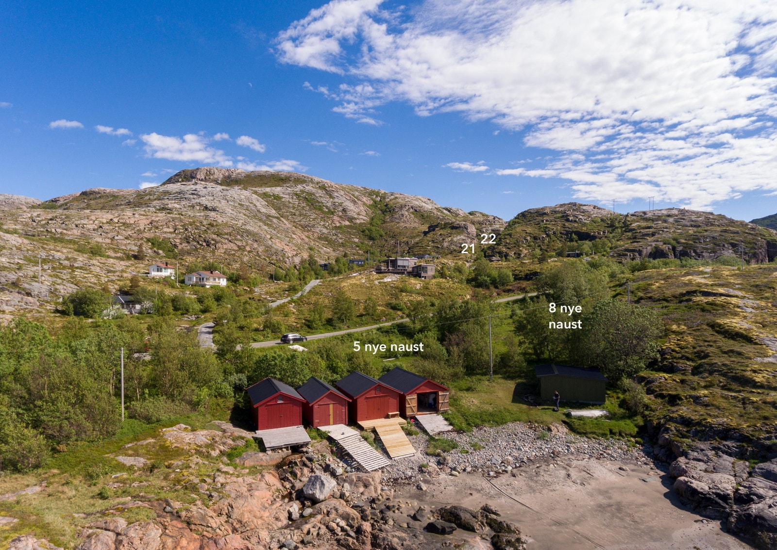 Det er innregulert 13 nye naust itillegg til de 5 som er bebygd i Selsvika Galleribilde