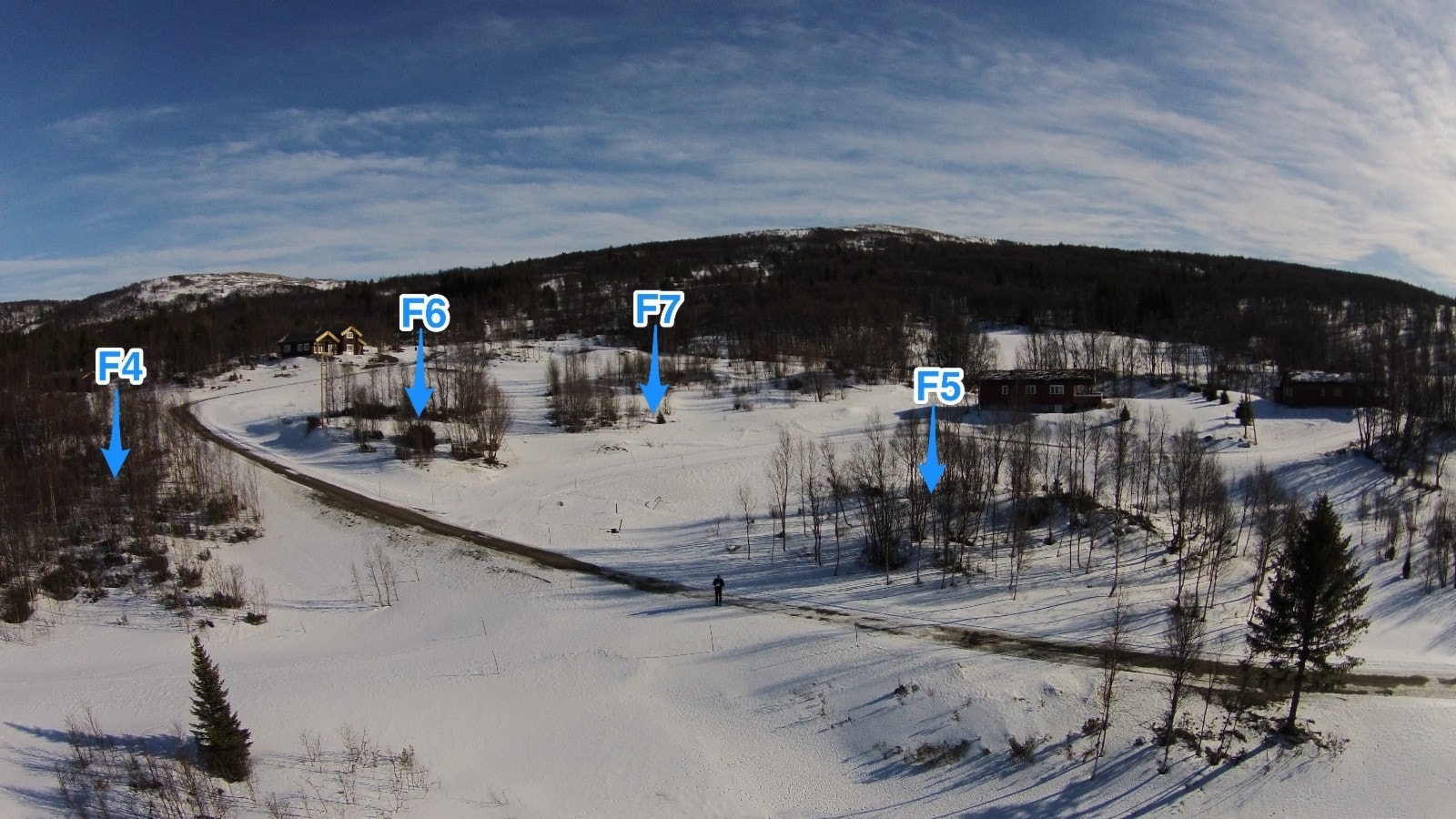 Her et oversiktbilde som viser plassering av tomtene F4, F5, F6 og F7 Galleribilde