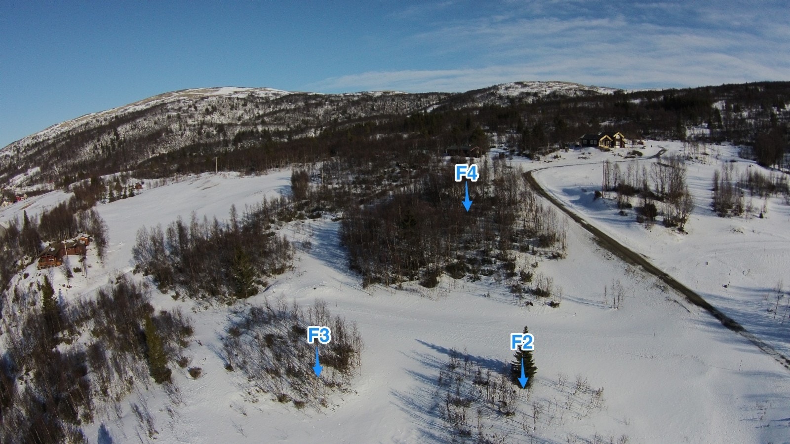 Oversiktsbilde over tomtene F2, F3 og F4 Galleribilde