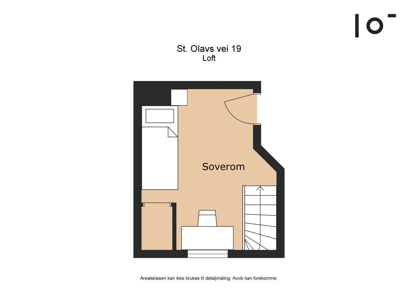 Plantegning av hybelrom på loft Galleribilde