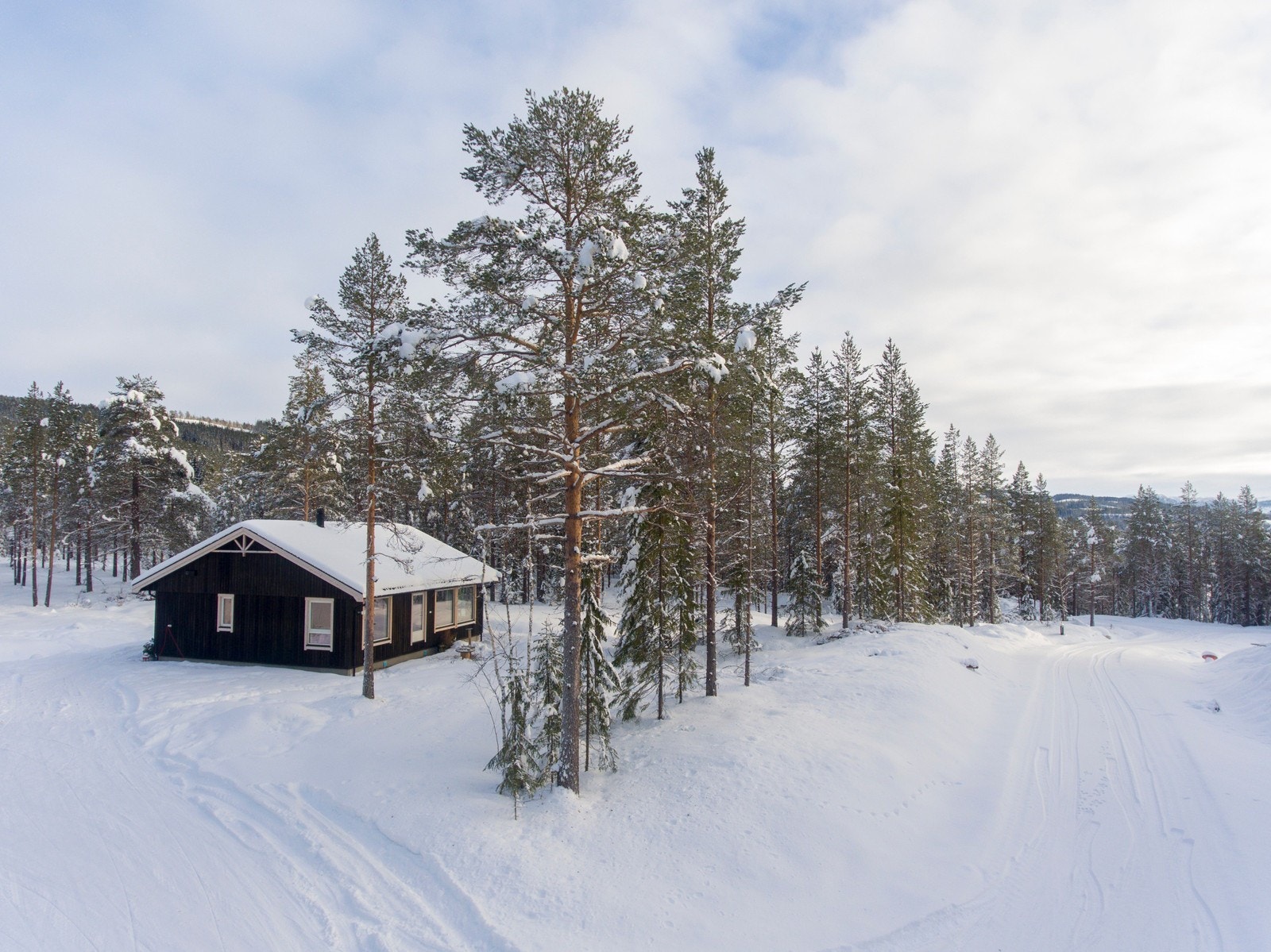 Her ser vi mot bebygde tomt 1 og inn mot sørenden av Sagvegen Galleribilde