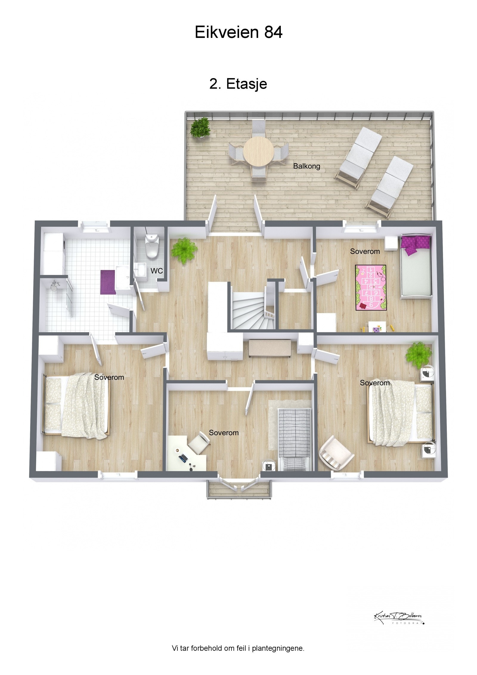Eikveien 84 - 3D plantegning 2. etasje Galleribilde