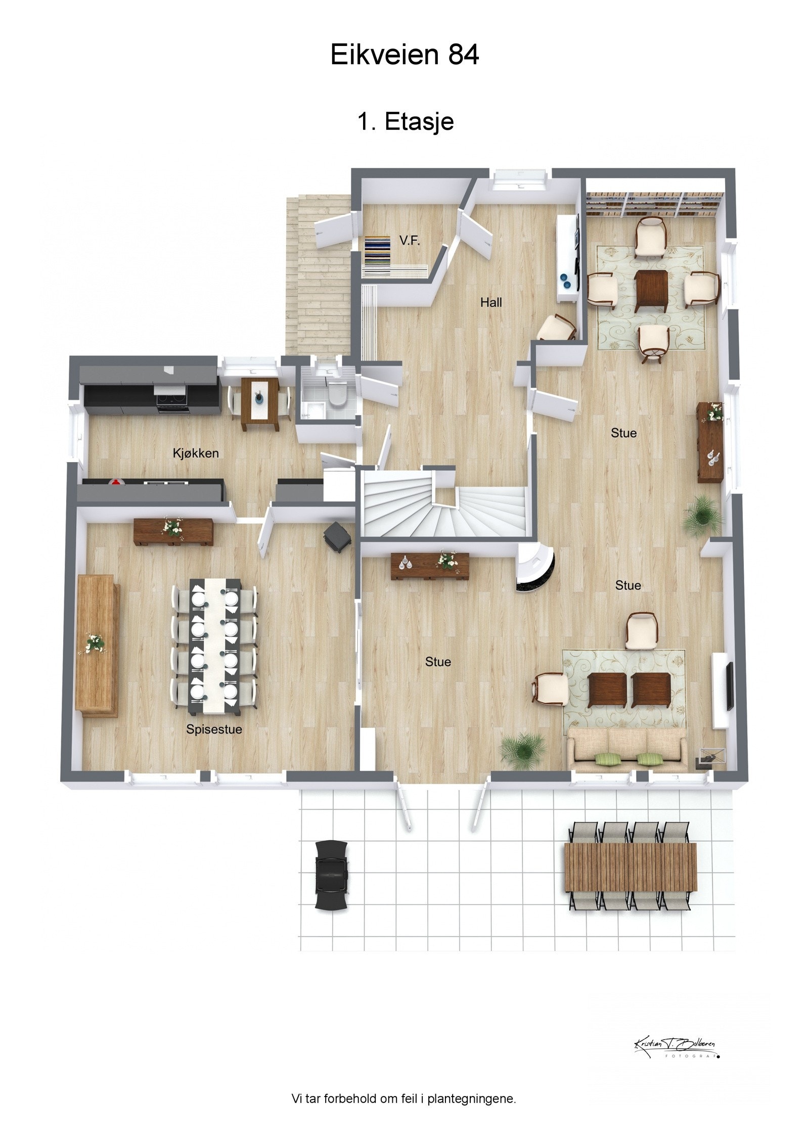 Eikveien 84 - 3D plantegning 1. etasje Galleribilde