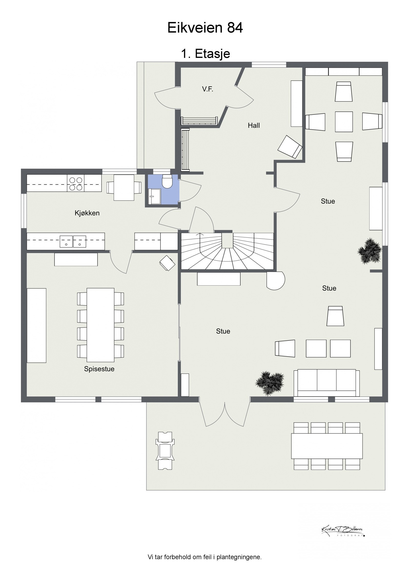 Eikveien 84 - 2D plantegning 1. Etasje Galleribilde
