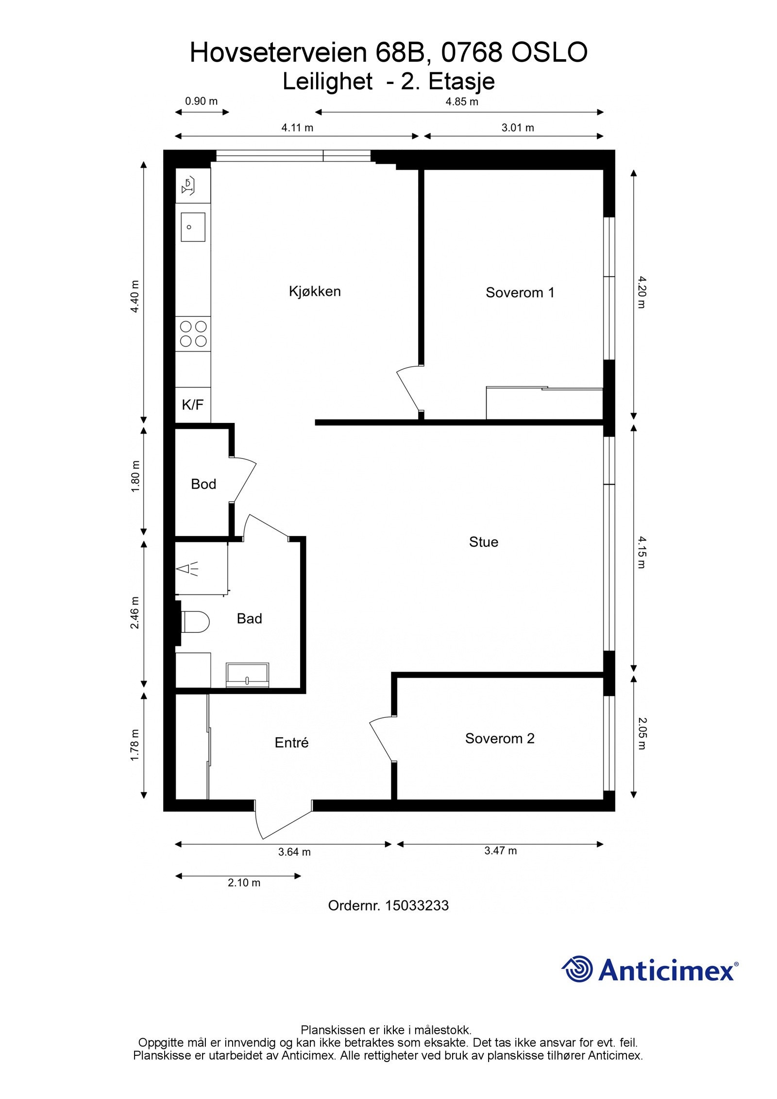 Plantegning til Hovseterveien 68 B. Galleribilde